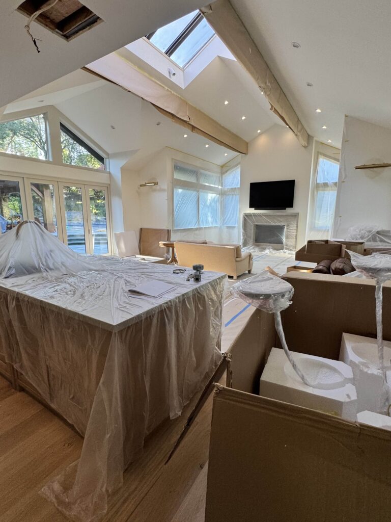 Recessed ceiling lighting during a home remodel