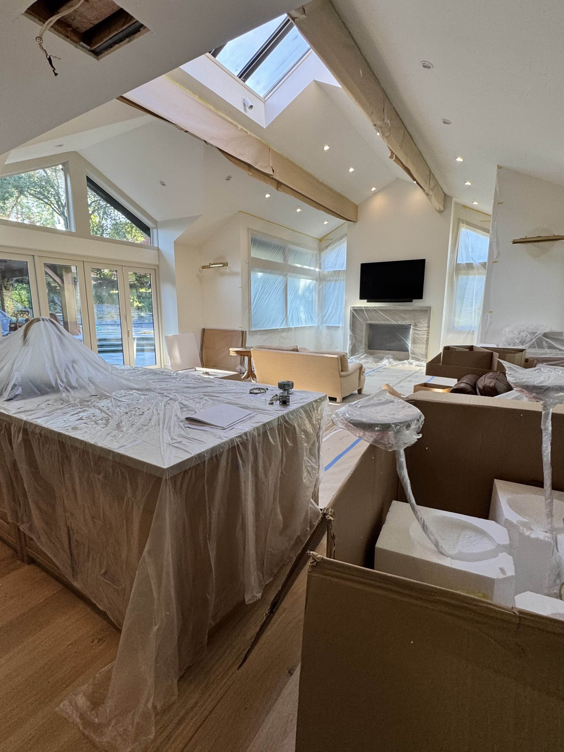 Recessed ceiling lighting during a home remodel